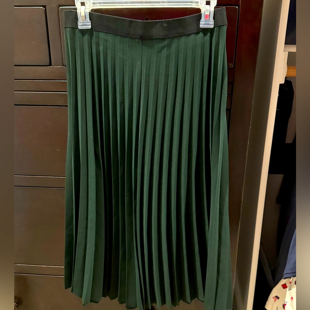 ▶️ Everlane ◀️ The Pleated Midi Skirt In Forest Green Size 4